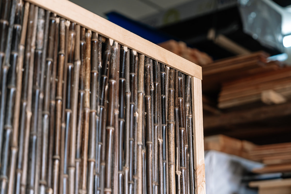 Bamboe Schutting Donker | Houten Frame | 180x180 cm