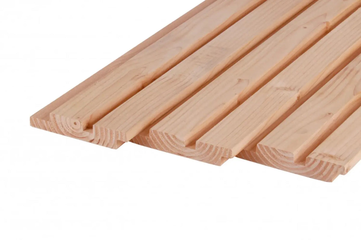 Douglas rhombusprofielplank dubbel | Geschaafd | 2,2× 14,5 cm | Verschillende lengtes