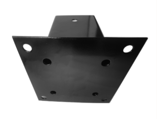 Paalhouder Met Plaat | Zwart Gecoat | 12x12 cm