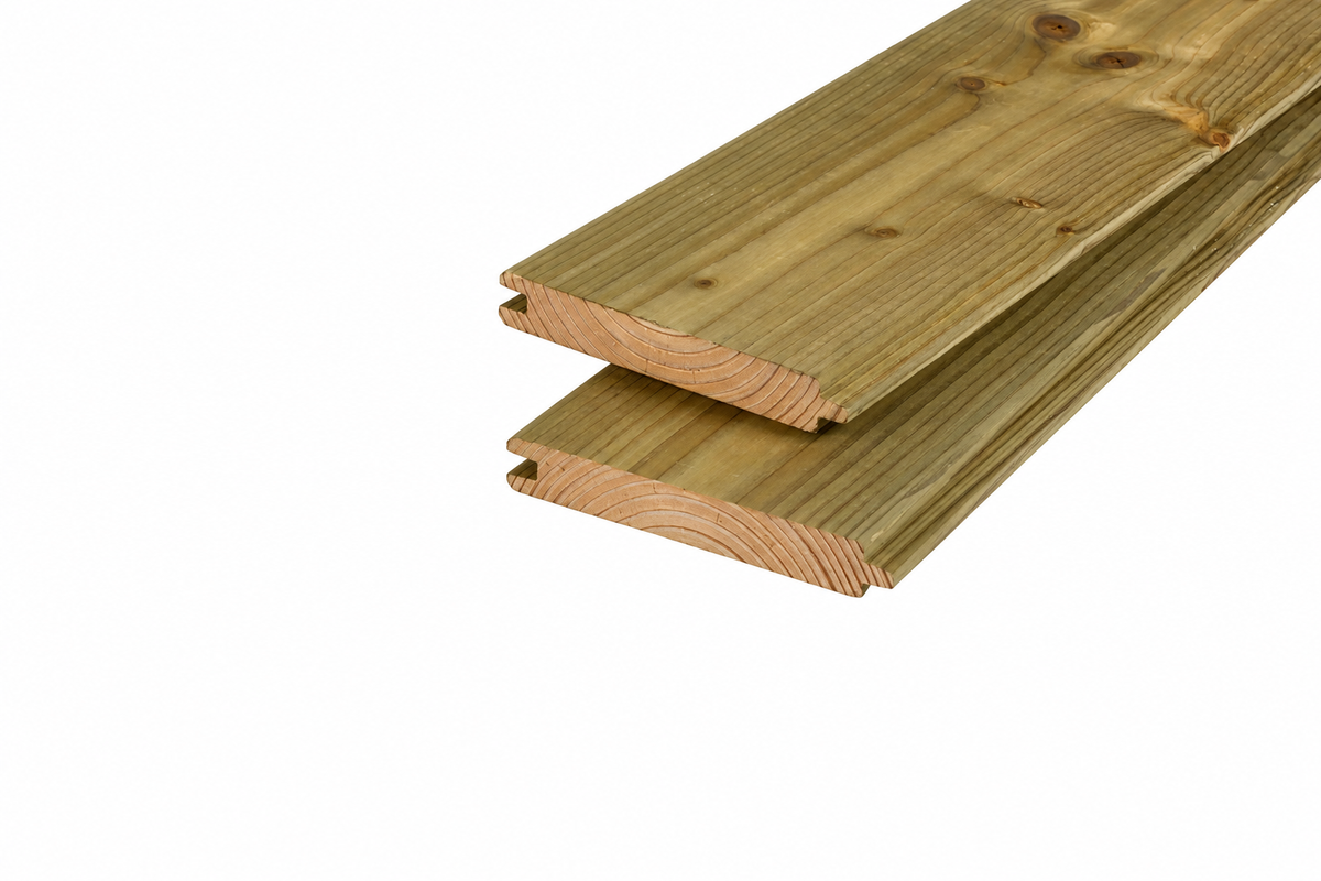 Douglas blokhutprofielplank | Geïmpregneerd | 2,8 × 19,5 cm | Verschillende lengtes