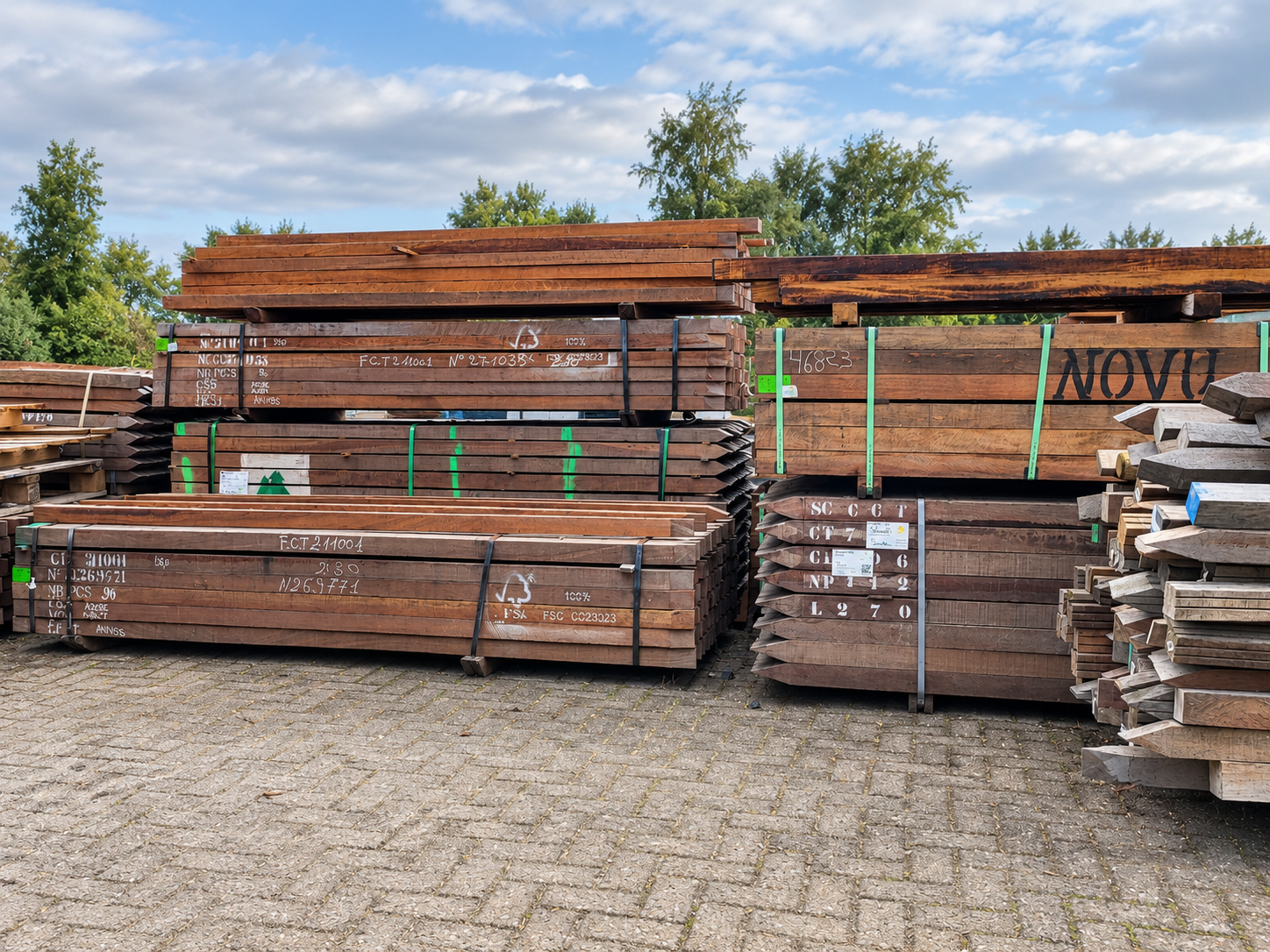 hardhouten palen bezaagd voorraad