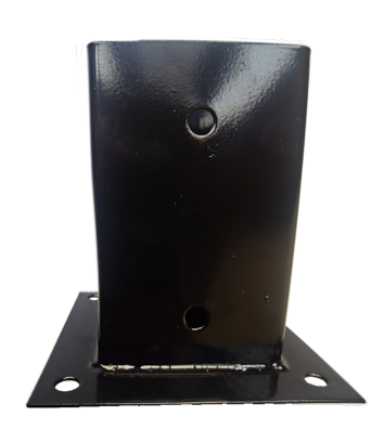 Paalhouder Met Plaat | Zwart Gecoat | 12x12 cm