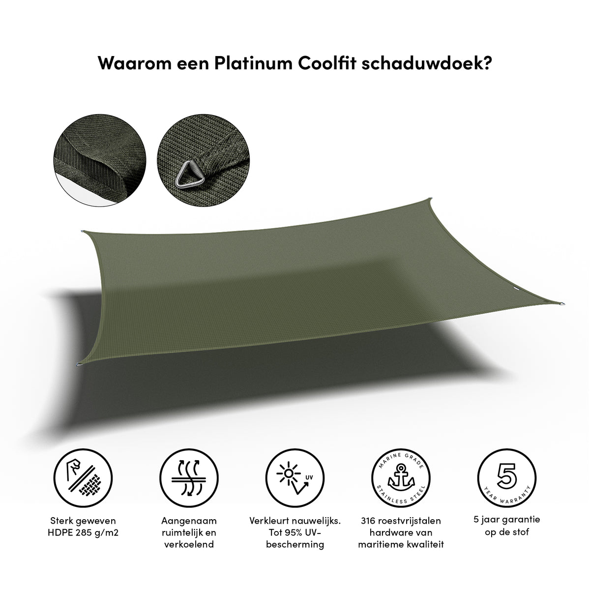 Schaduwdoek Rechthoek Olive