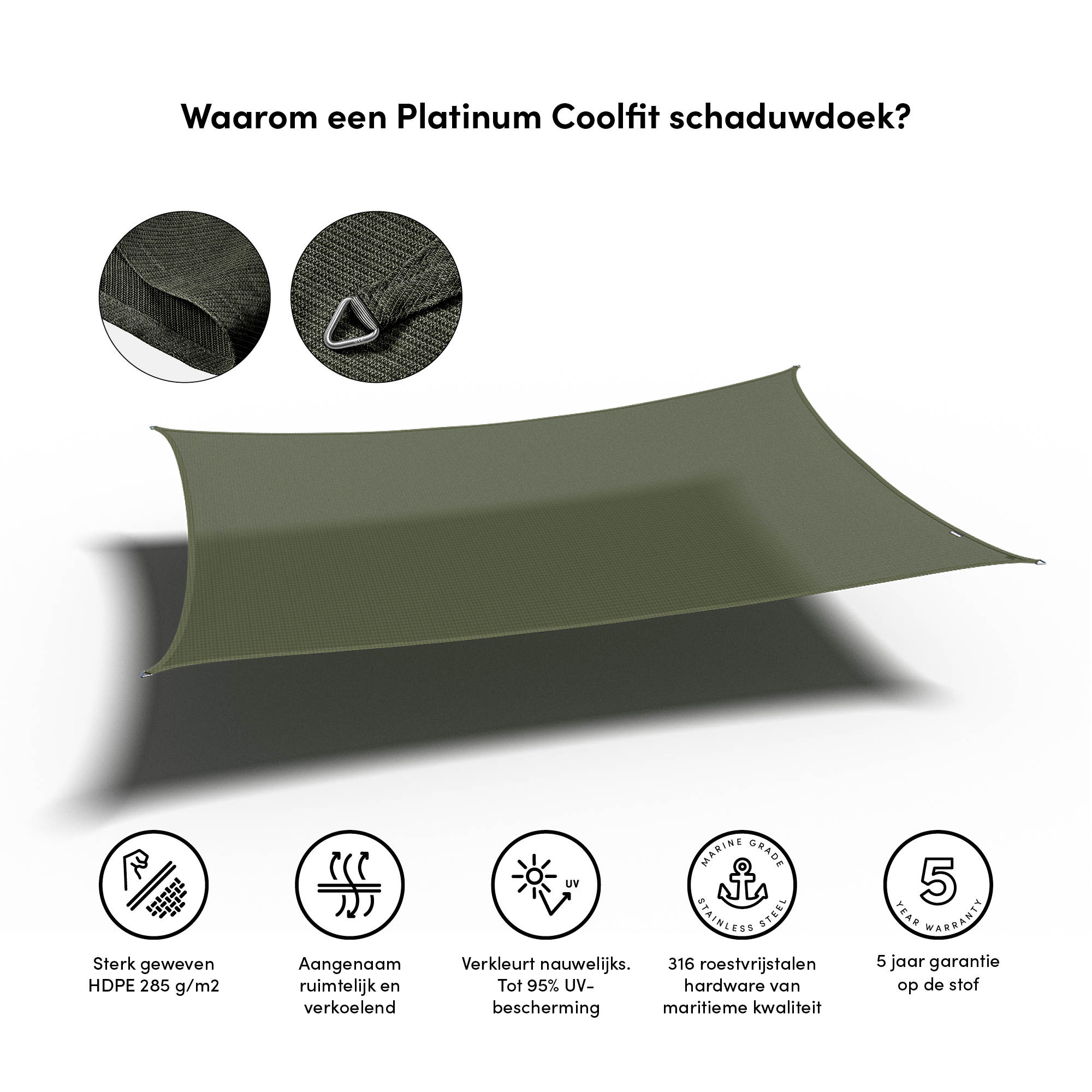 Schaduwdoek Rechthoek Olive 
