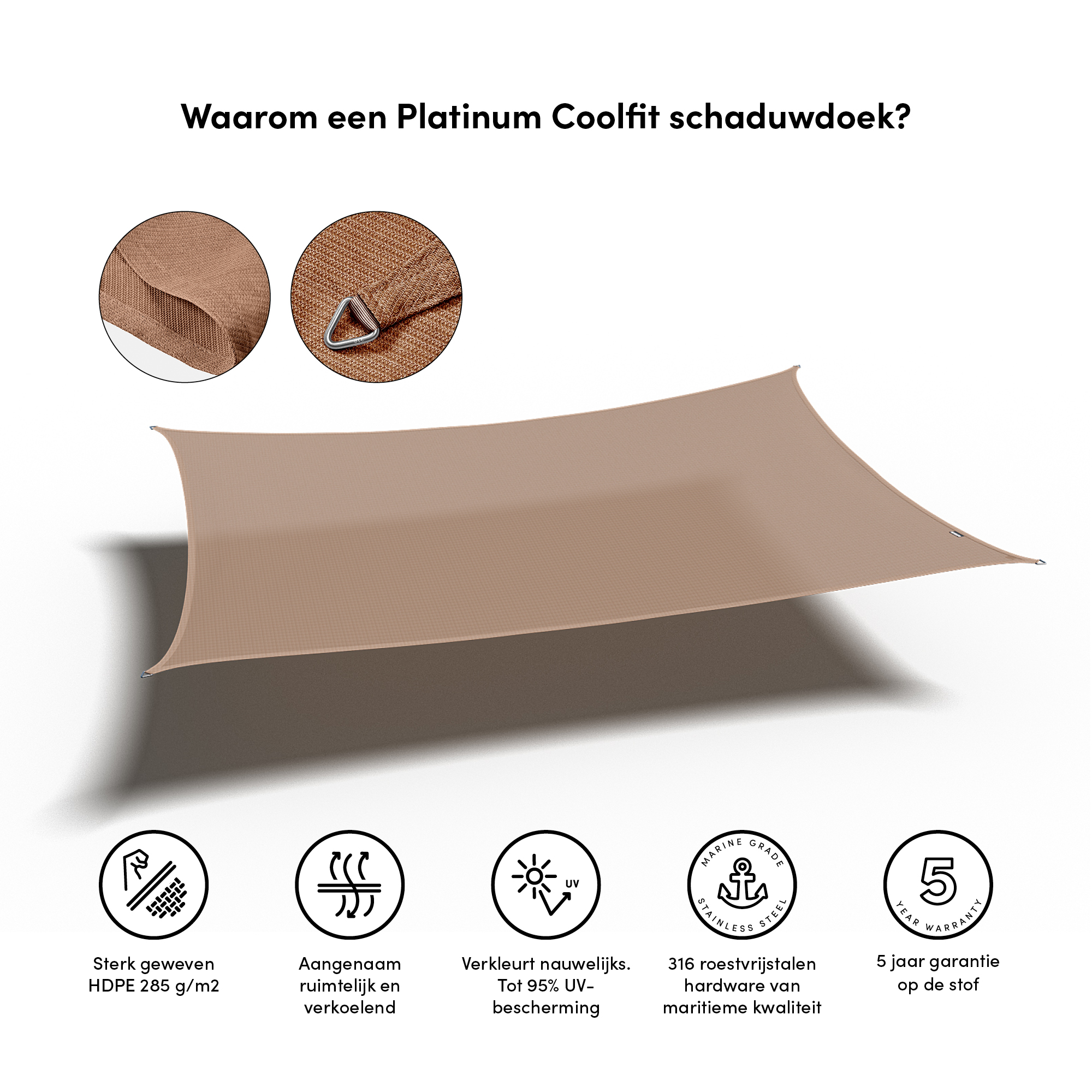 Schaduwdoek Rechthoek Sand 