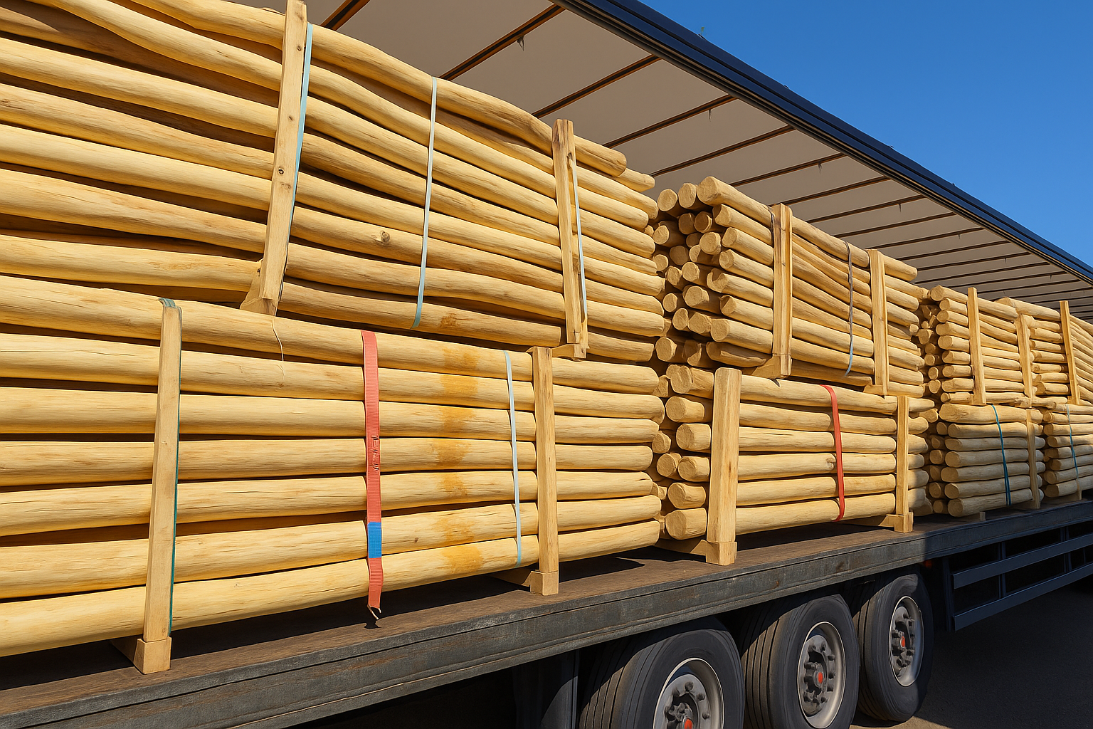 Robinia palen geschuurd